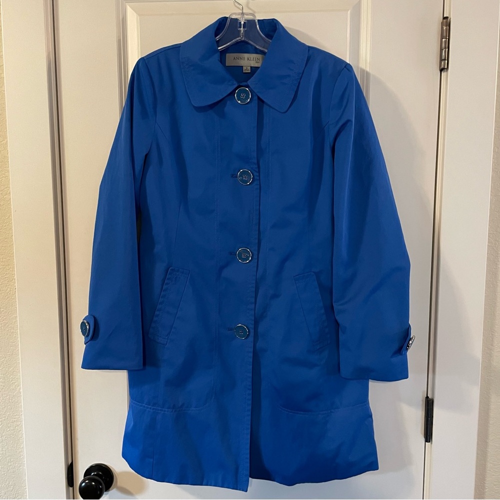 Anne Klein Vintage Cobalt Blue Rain Coat Size S